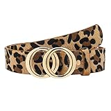 STRSTAR Womens Leather Belt for Jeans Pants Fashion Waist Womens Belt, Leopard Belt for Women with G