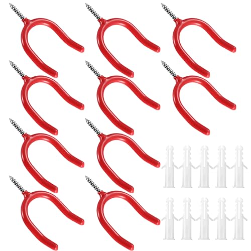 McBlast 10 Stk Wandhaken Garagenhaken Werkstatt, Wandhalterung Gartengeräte Motorsensen Halterung, Schwerlast Doppelhaken, Wandhalter für Rasentrimmerhalter Garagentrimmer Freischneider Aufhänger