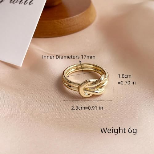 Layered Knot Silk Scarf Ring Brooch for Women Girls Dainty Infinity Love Knots Double Line Shawl Scarves Buckle Wrap Clasp Clip Finger Ring Size 8 Dress Accessories Jewelry Gift 6