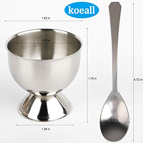 image for koeall Stainless Steel Egg Cups Set for Hard Soft Boiled Eggs with 6 E