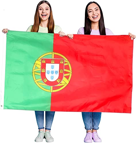 Drapeau portugais 1,5x0,9m en lot de 12 pièces avec œillets pour supporters