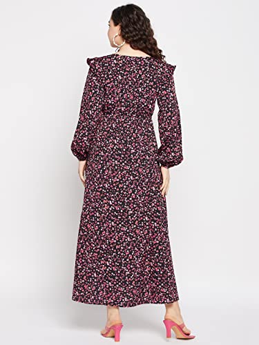 Image of SEREIN Women's Crepe Fit and Flare Maxi Casual Dress