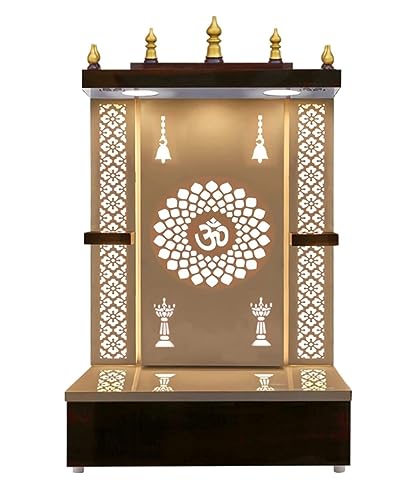Puja Mandir en bois blanc compact avec LED pour optimiser vos petits espaces de prière
