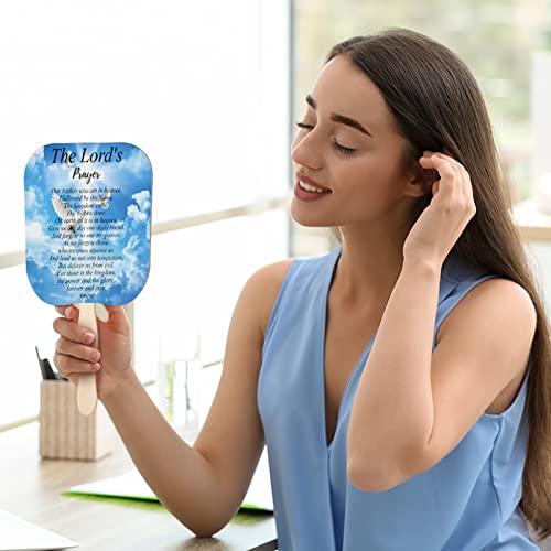 Image of Sherr 50 Pcs Christian Church Fans Bulk the Lord's Prayer Church Fans Parlor Fans Religious Fans Hand Held Church Handheld Fans Church Products for Church Services