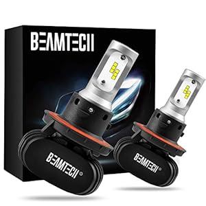 BEAMTECH H13/9008 Bulbs, S1 Series Fanless 300% Brighter 6500K White Fog Light for Car Powersports ATV UTV, Pack of 2