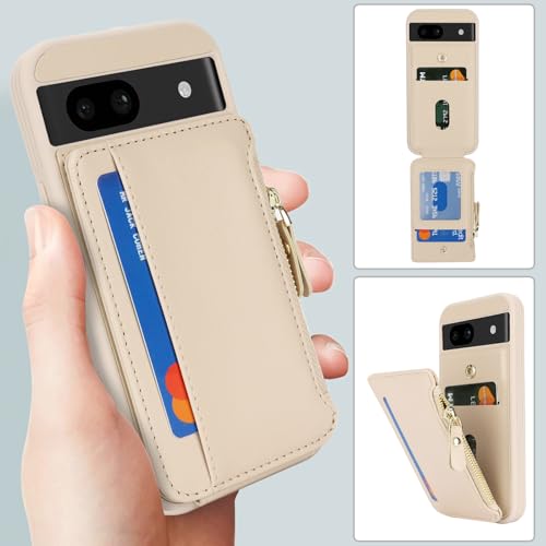 Image of Cavor for Google Pixel 8a Case Wallet with Card Holder, Cream