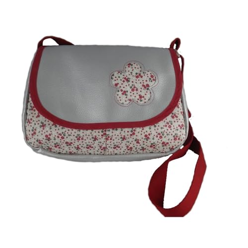 Sac besace gris et liberty rouge bandoulière femme en toile