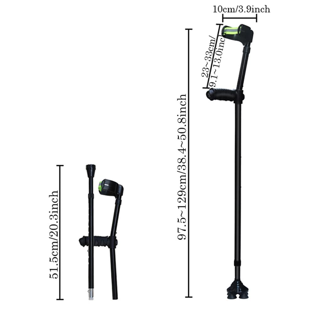 Bastone Quadrato Regolabile,Stampella Dell'avambraccio In Alluminio Con Luce A Led E Cinghie Di Appoggio Del Gomito,Per Uomini Donne E Adolescenti,Bastone Da Passeggio Pieghevole Adatto Per