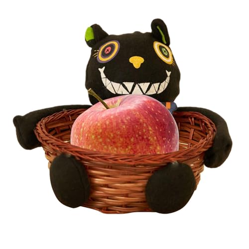Samuliy Canastas de Halloween | Platos para servir dulces de ratán para Halloween | Cesta de maíz para caramelos, fiestas de Halloween, cubo de golosinas para dulces, galletas, piruletas
