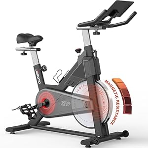 Hometrainer – JOROTO Stationaire fietsen voor thuis, magnetische workoutfiets, indoor cyclingfietsen met4-weg verstelbare stuur en RPM-display -2023 NIEUWE VERSIE