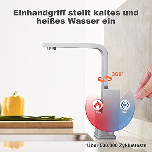 iVIGA Kitchen Tap, High Pressure Kitchen Tap, 360° Swivelling Sink Mixer Tap Made of Stainless Steel, L Shape - Image 4