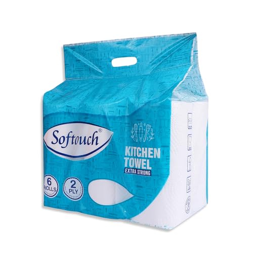 Softouch Premium Kitchen Paper Towels 6 Rolls - Ultra-Absorbent, Strong & Soft, 2-Ply Kitchen Tissue Rolls for Quick Cleanups, Perfect for Home, Office and Hotel Use (B0CWDV5CRJ) Amazon Price History, Amazon Price Tracker