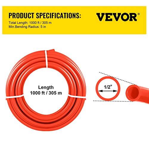 Vevor Oxygen-Barrier Pex Tubing 1000Ft Pex Tubing Pipe 1/2 Inch Pex Radiant Heat Floor Heating Plumbing Cold And Hot Water Tubing thumb #7