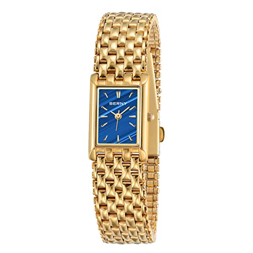 Image of BERNY Gold Watches for Women Updated Ladies Quartz Wrist Watches Stainless Steel Band Womens Small Gold Watch Luxury Casual Fashion Bracelet Tools Included