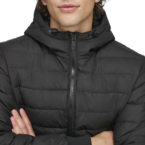 Image of DKNY Men's Quilted Performance Hooded Bomber Jacket