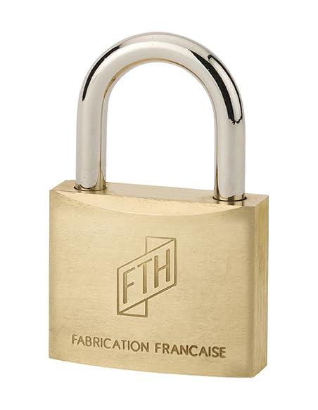 THIRARD 00021011 Cadenas FTH MH2 Padlock, Solid Brass Body and Hardened Shackle, 35mm Base, 2 Steel Toothed Keys, 35 mm