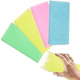 4Pcs Exfoliating African Net Sponge Washcloth Towel Japanese Nylon Bath 35Inch Skin Bath Wash Cloth Korean Back Scrubber Washer for Body Scrub Loofah Exfoliator Women Men
