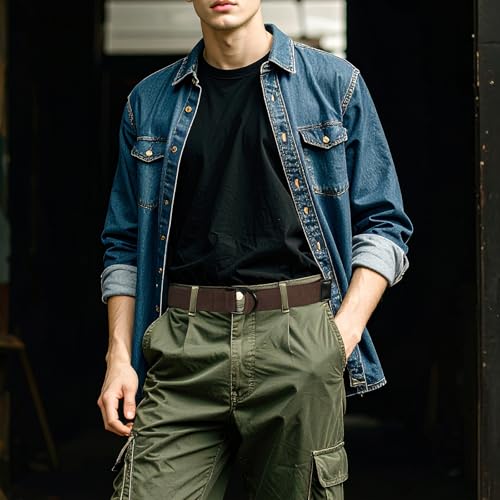 Image of maikun Mens Womens Canvas Belt, D-ring Buckle Cloth Fabric Belt for Men