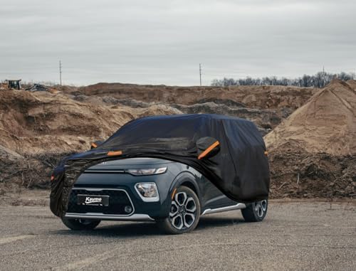 Image of Kayme 7 Layers SUV Car Cover Custom Fit for Kia Soul (2009-2025) Waterproof All Weather for Automobiles, Outdoor Full Cover Rain Sun UV Protection.Black