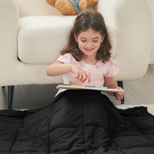 Image of yescool Weighted Blanket (5 lbs, 36 inch x 48 inch, Black) Cooling Heavy Blanket, Perfect for 40-60 lbs, Breathable Throw Blanket Gifts with Premium Glass Bead, Machine Washable