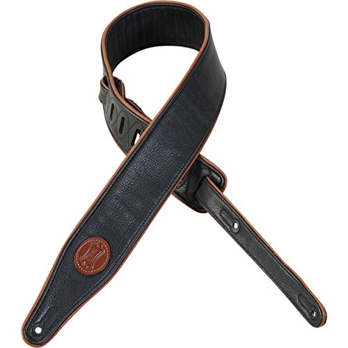 Levy’s MSS17-BLK Sangle de Guitare Garment Leather Top and Back Caramel Piping Foam Padding Signature Logo – Black - Les Beatles, Paul McCartney, John Lennon, RIngo Starr, George Harrison Levy's MSS17-BLK Sangle de Guitare Garment Leather Top and Back Caramel Piping Foam Padding Signature Logo - Black