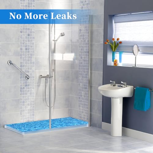 Schwallschutzleiste Dusche Selbstklebend, 100 cm Wasserstopper, Silikon Duschschwelle Duschwasserstop, Begehbare Dusche Boden Wassersperre für Bäder, Küche, Rahmenlose Duschtür (Weiß)