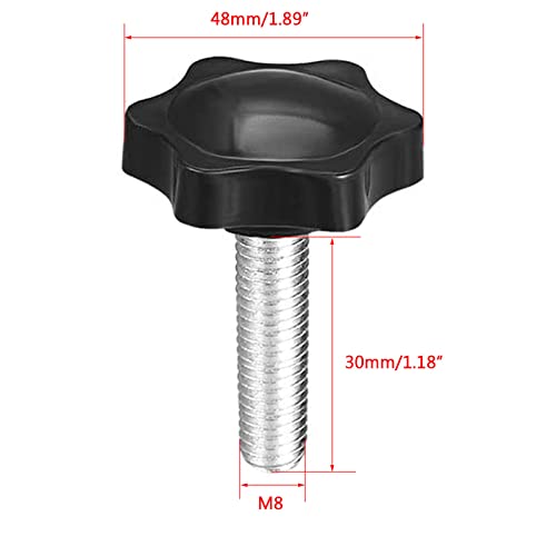 TA-VIGOR Clamping Screw Knob Star Shaped M8 x 30mm, 48mm Dia Plum Hex Shaped Plastic Head Clamping Knob Male Thread Grips - Image 2
