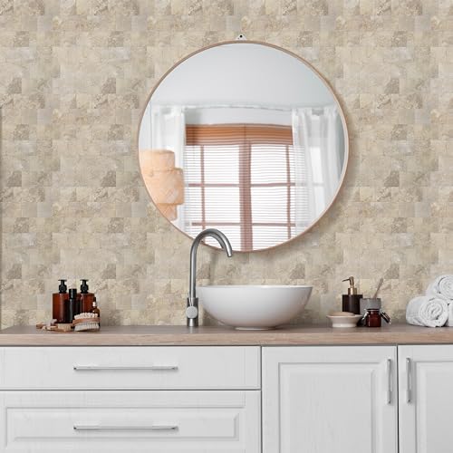 Yipscazo Backsplash Peel and Stick Tile, Stick on Tile for Kitchen Backsplash, Bathroom Vanities, Fireplace Décor, Laundry Table(12" X 12", 10 Sheets,Marble Beige)