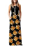 AUSELILY Women's Summer Sleeveless Loose Maxi Dress Casual Long Dresses with Pockets 2025 New (XL, Sunflowers)