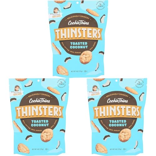 Thinsters Cookies, Toasted Coconut Cookie Thins, 4 oz Pack (Pack of 3)