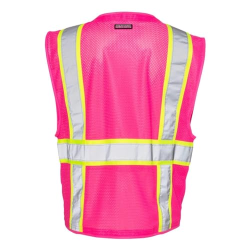 Image of Kishigo Black Enhanced Visibility Men's Vest B100, Multi Pocket Mesh Hi-Vis Vest, Ultra-Cool Polyester, 6 Pockets, Zipper
