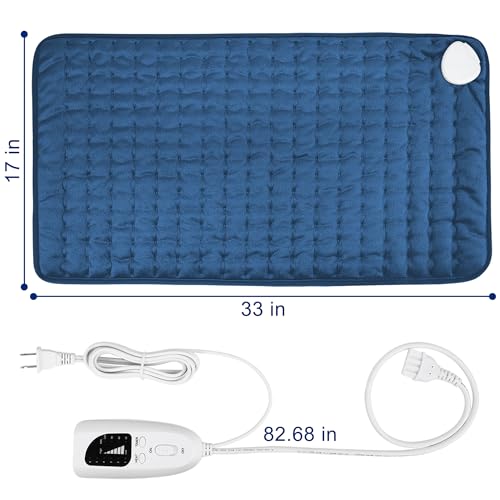 Image of 33x17 Inch Electric Heating pad for Back Neck Shoulder Knee Arms Legs- Electric Heat Pads with 6 Heat Settings & Auto Shut Off &Dry /Moist Heat Heating Pad for Birthday Mother Father Girl Men Women