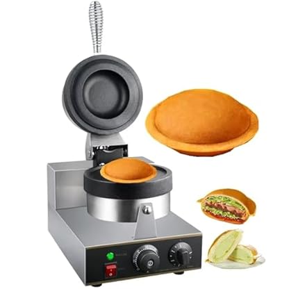 twostronking 1300 W Hamburger-Waffeleisen, Zeit Und Temperatur Einstellbar, Max. 300 °c, Mit Formen Mit 113,0 Mm Durchmesser, Doppelseitige Konstante Temperatur, Für Den Einsatz in Der Küche Zu Hause