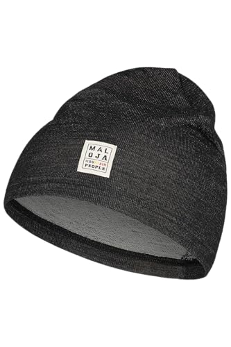 Maloja Liascham. Beanie Schwarz - Merino Schnelltrocknende elastische Mütze, Größe One Size - Farbe Moonless