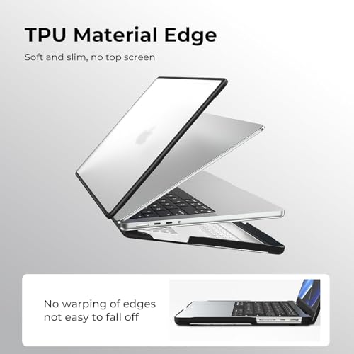 Image of Meyaar Anti-Cracking Hard Shell Case Compatible with MacBook Air 15 inch M4 2025 2024 2023 Release A3241 M3 A3114 M2 A2941 Anti-Fingerprint Soft TPU Bumper (Frosted Clear)
