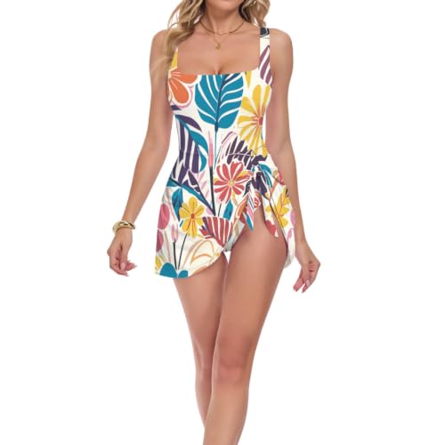 Maillot de bain une pièce push up amincissant fleurs hawaïennes femme