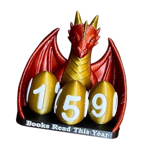 Books Read This Year Counter – Dragon-Shaped Reading Trackers, Bookish Library Sign, Decorative Display Feature for Bookshelf Room Desk Nook Club, Accessory, 4.72x4.33 inches