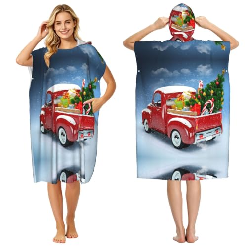 Peignoir à capuche imprimé sapin de Noël, cadeau original pour nageur