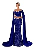 Ymuxin Royal Blue Sparkly Mermaid Prom Dress Long Elegant Sequin Formal Dresses Sweetheart Wedding Guest Dresses US18W