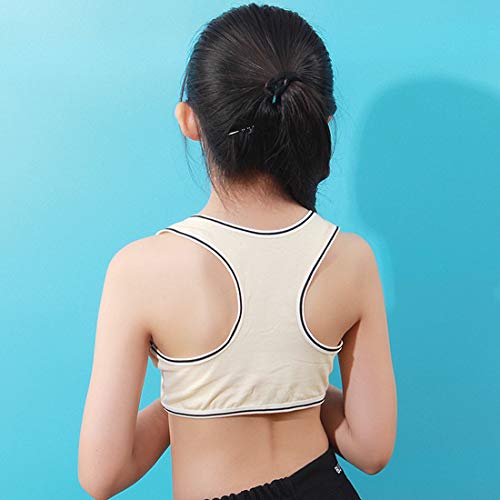 Girls' Bra Developmental Elastic Pure Cotton Solid Color Sports Underwear Vest 5 Pack3