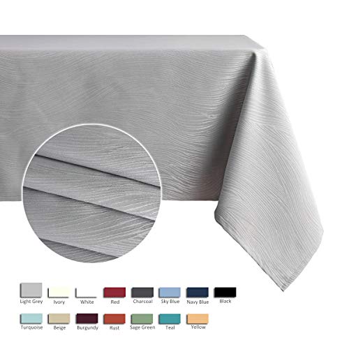 Maxmill Jacquard Table Cloth Swirl Pattern Spillproof Wrinkle Resistant Heavy Weight Soft Tablecloth For Kitchen Dinning Tabletop Decoration Outdoor Picnic Rectangle 52 X 70 Inch Light Grey #TOP1