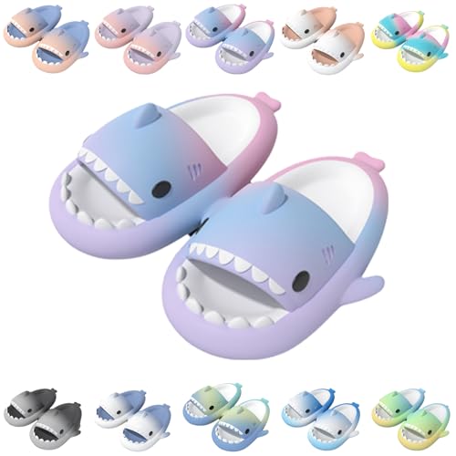 Giltpeak Cloud Shark Slides pour enfants, pantoufles requin pour enfant, pantoufles de bain antidérapantes pour l'été, pantoufles requin, pantoufles de plage, sandales requin (Violet Bleu Rose, 35/36)