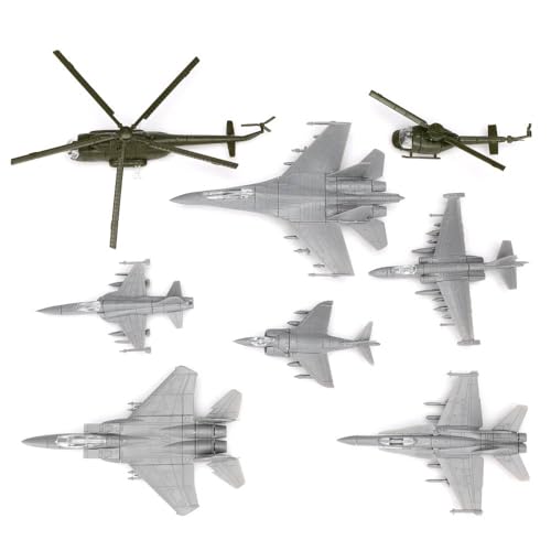 Maquette d'avion coffret cadeau : kit de 8 mini avions de guerre avec hélicoptère MI-8 et F-5E