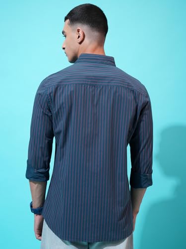 Image of Highlander Men's Slim Fit Striped Shirt | Full Sleeves | Everyday Wear Stylish Shirt for Men
