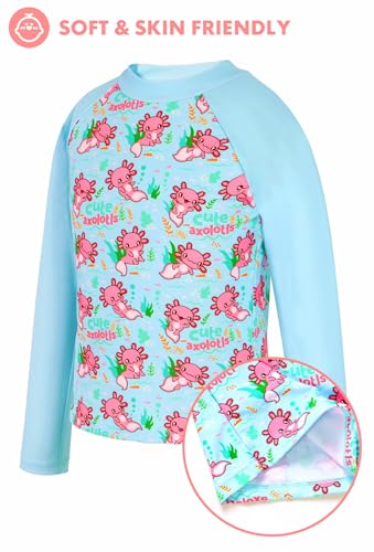 Image of Girls Swimsuit,Toddler Girls Bathing Suit Long Sleeve Rush Guard Swimwear,UPF 50+ Quick Dry Summer Beach Swimsuit