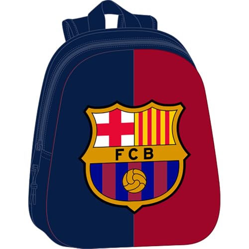Safta F.C. Barcelone 3D - Sac à dos scolaire avec design 3D, adaptable au chariot, idéal pour enfants de différents âges, confortable et polyvalent, qualité et résistance, 27 x 10 x 33 cm, Bleu/grenat