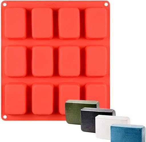 Image of 12-Cavity Petite Silicone Mold for Soap, Bread, Loaf, Muffin, Brownie, Cornbread, Cheesecake, Pudding, and More Random Color (12 Cavity-Rectangle)