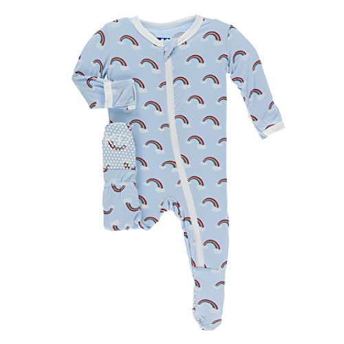 Image of KicKee Pants Print Footie with Zipper, Fitting Long Sleeve Pajama Baby Bodysuit, Ultra Soft Everyday One Piece Loungewear
