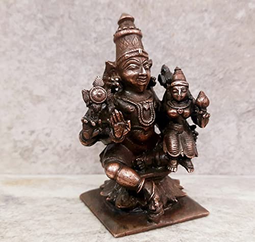 Image of Copper Idols, 7.7 cm, Copper Handmade Lakshmi Narayana 273 Grams, Patina Antique Finish, Pack of 1 Piece