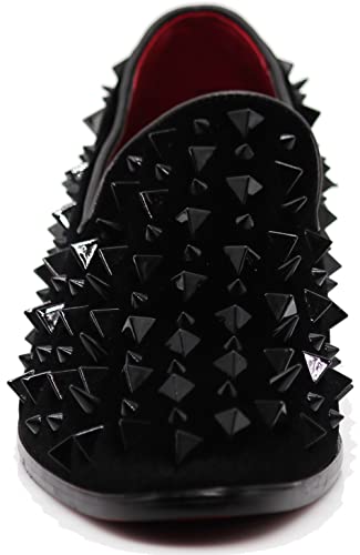 Image of SPK16 Men's Vintage Spike Dress Loafers Slip On Fashion Shoes Classic Tuxedo Dress Shoes